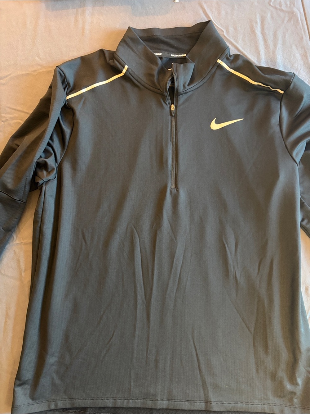 Nike Men's Black Quarter-Zip Pullover with Yellow Accents